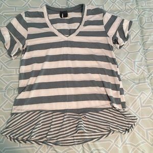 Striped swing top with ruffle details